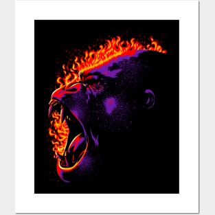 Gorilla on fire Posters and Art